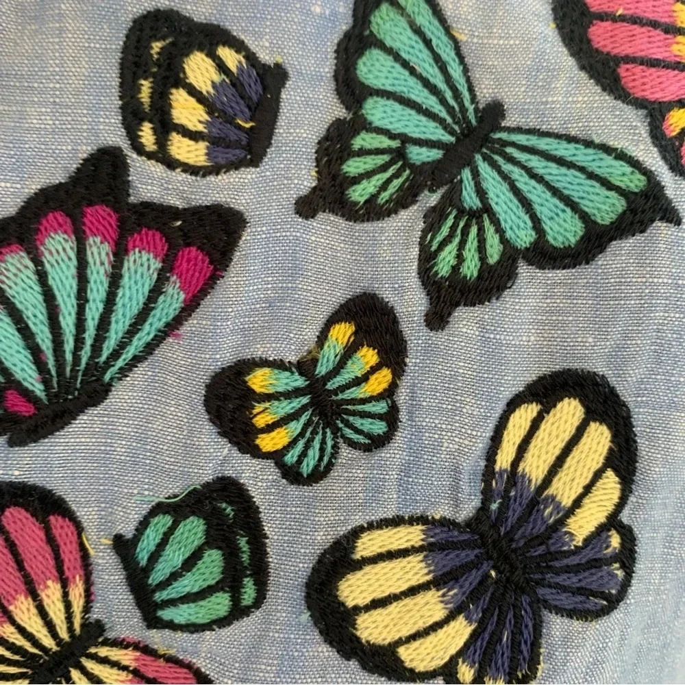 NWT Talbots Embroidered Butterfly Linen Blend Shift Dress Plus Size 22W Blue - Picture 6 of 10